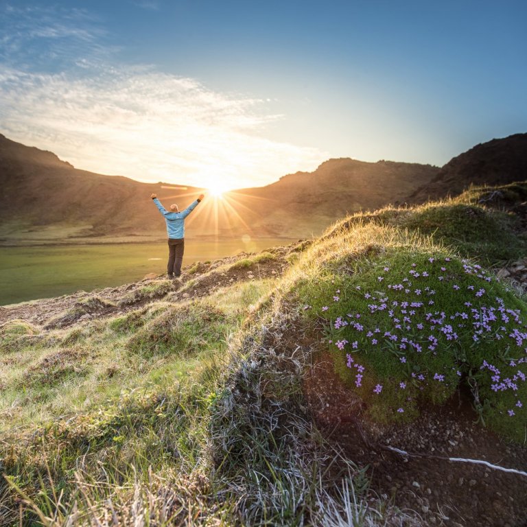 beautiful sunset after hike